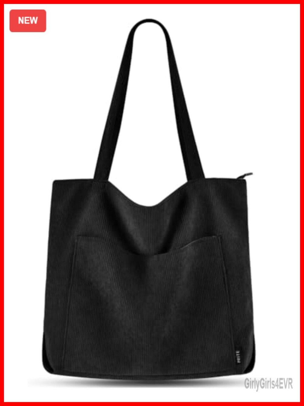 Corduroy Tote Bag for Women Large Shoulder Bag with Zipper Pockets